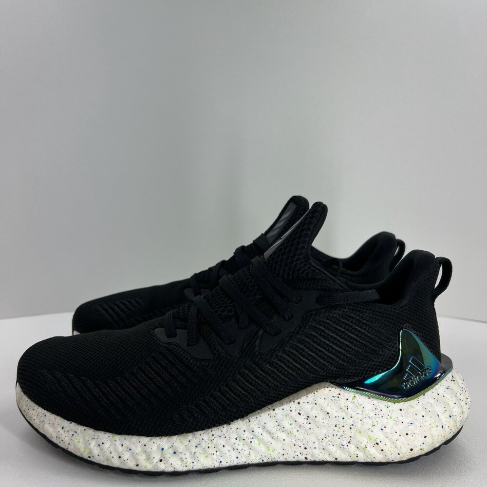 Adidas Alphaboost Running Shoes Men 10 Speckled Iridescent Breathable Core Black - Picture 3 of 14